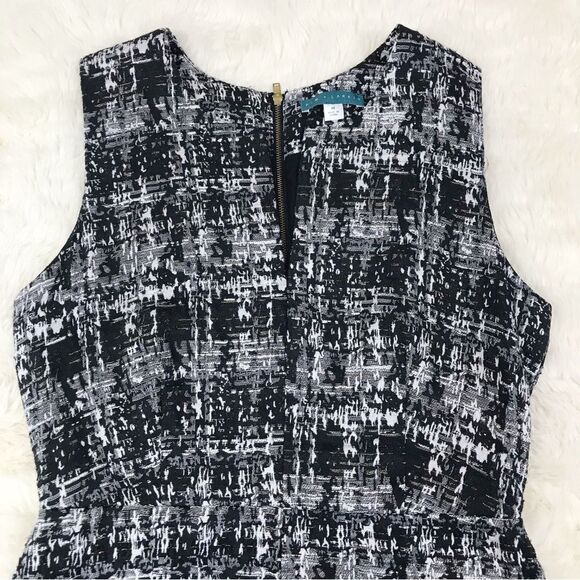 PIM‎ + LARKIN Metallic Tweed Mini Sheath Dress Sleeveless Gray Black Size Medium - Picture 2 of 12